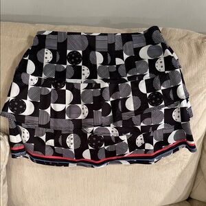 Lucky in Love Black and White Geometric Mini Skirt